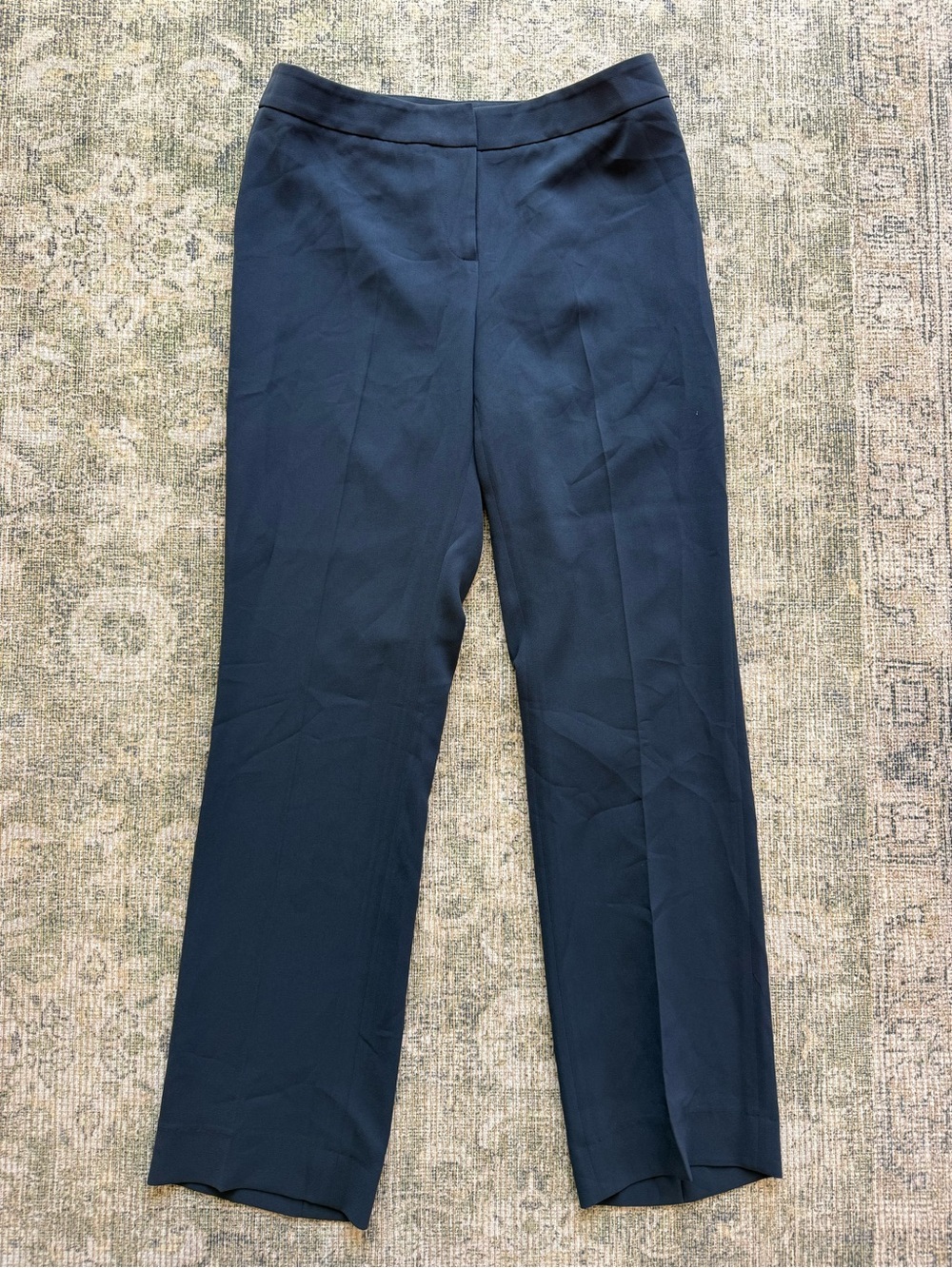 Lafayette 148 New York Barrow FinesseCrepe Pants Straight Leg Navy Size 2 - Picture 3 of 8